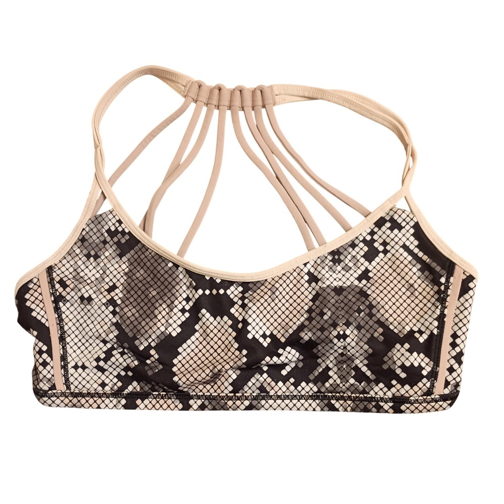 Lululemon Free To Be Wild Sports Bra Womens 6 Snakeskin Print Strappy Back Yoga